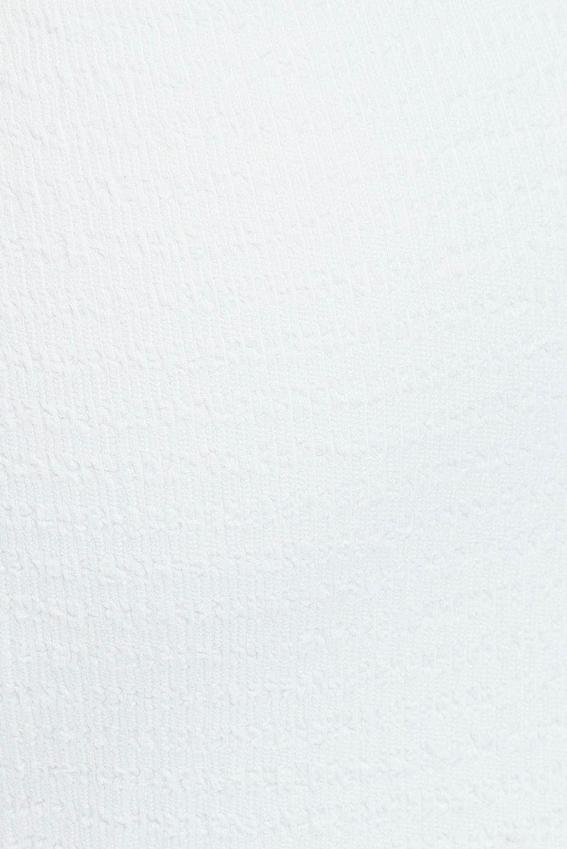 White Midi Dress Sleeveless Textured Fabric