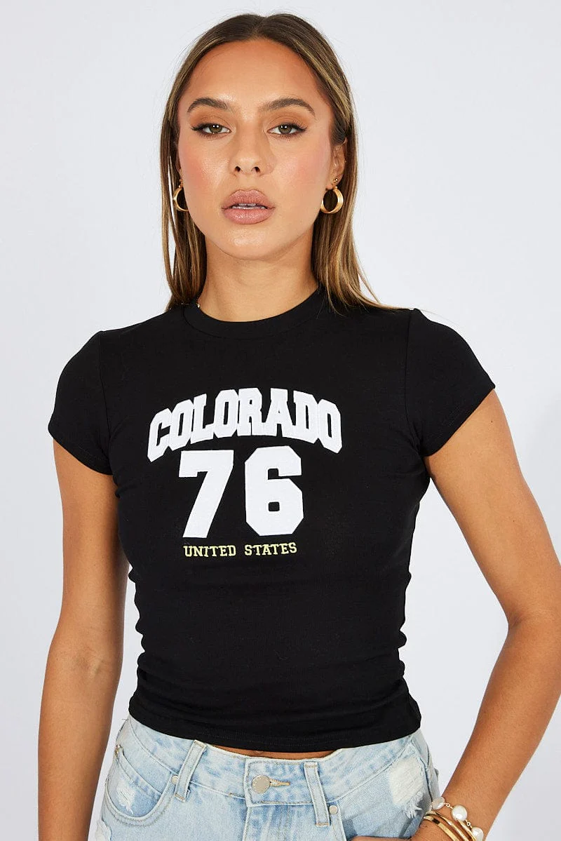 Black Graphic Tee Short Sleeve