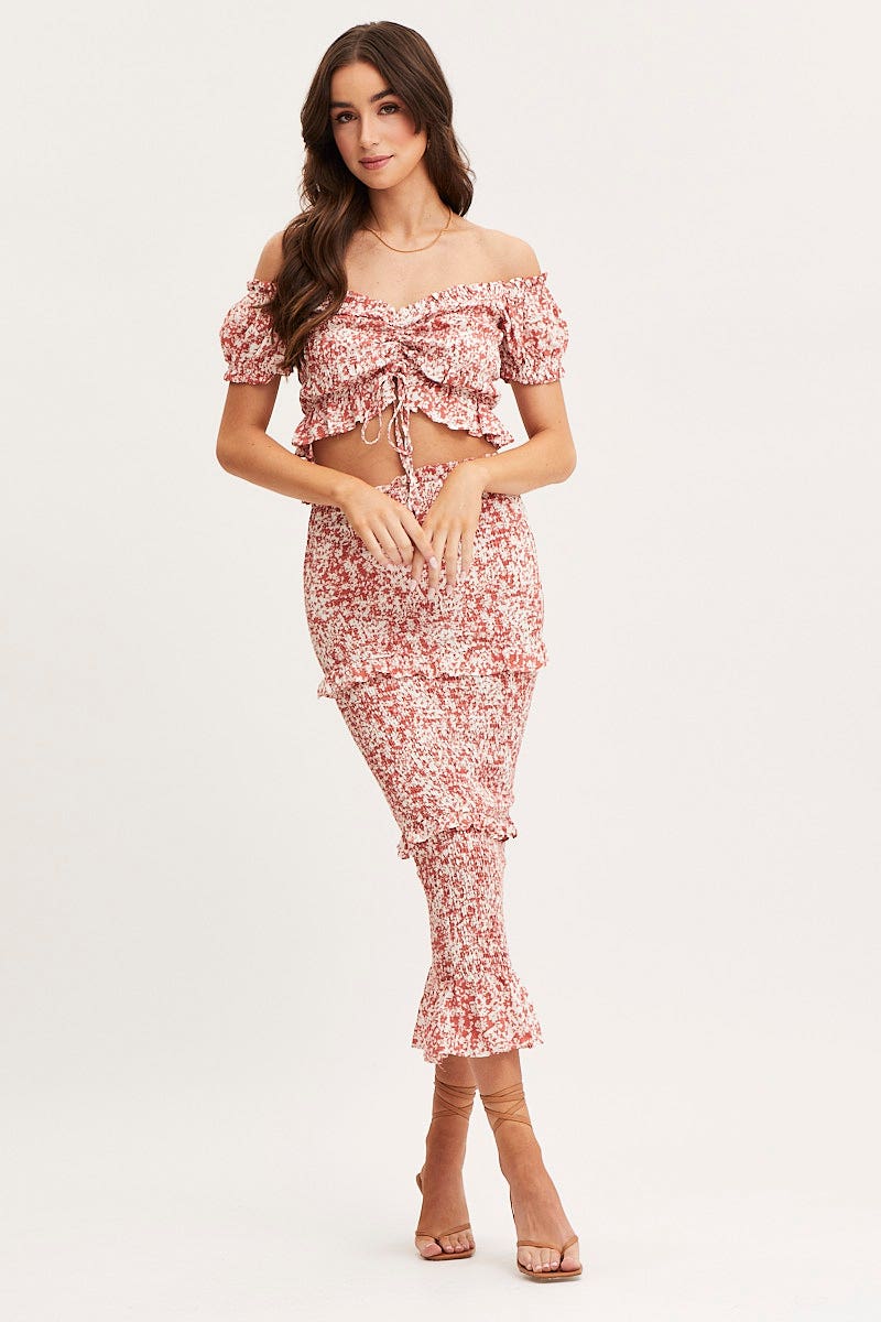 Print Crop Top Short Sleeve Tie Up