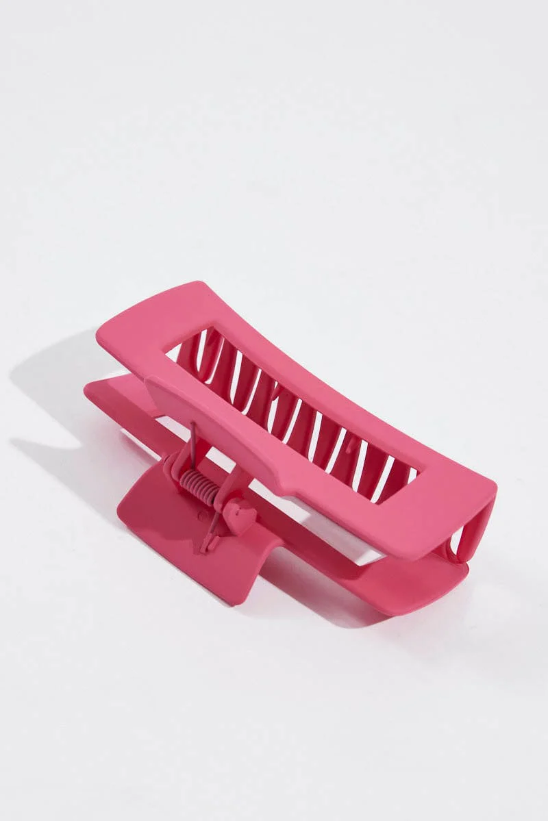 Pink Large Rectangle Claw Clip