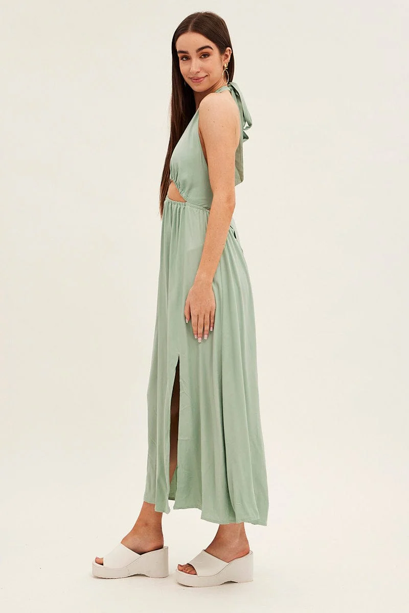 Green Maxi Dress Backless