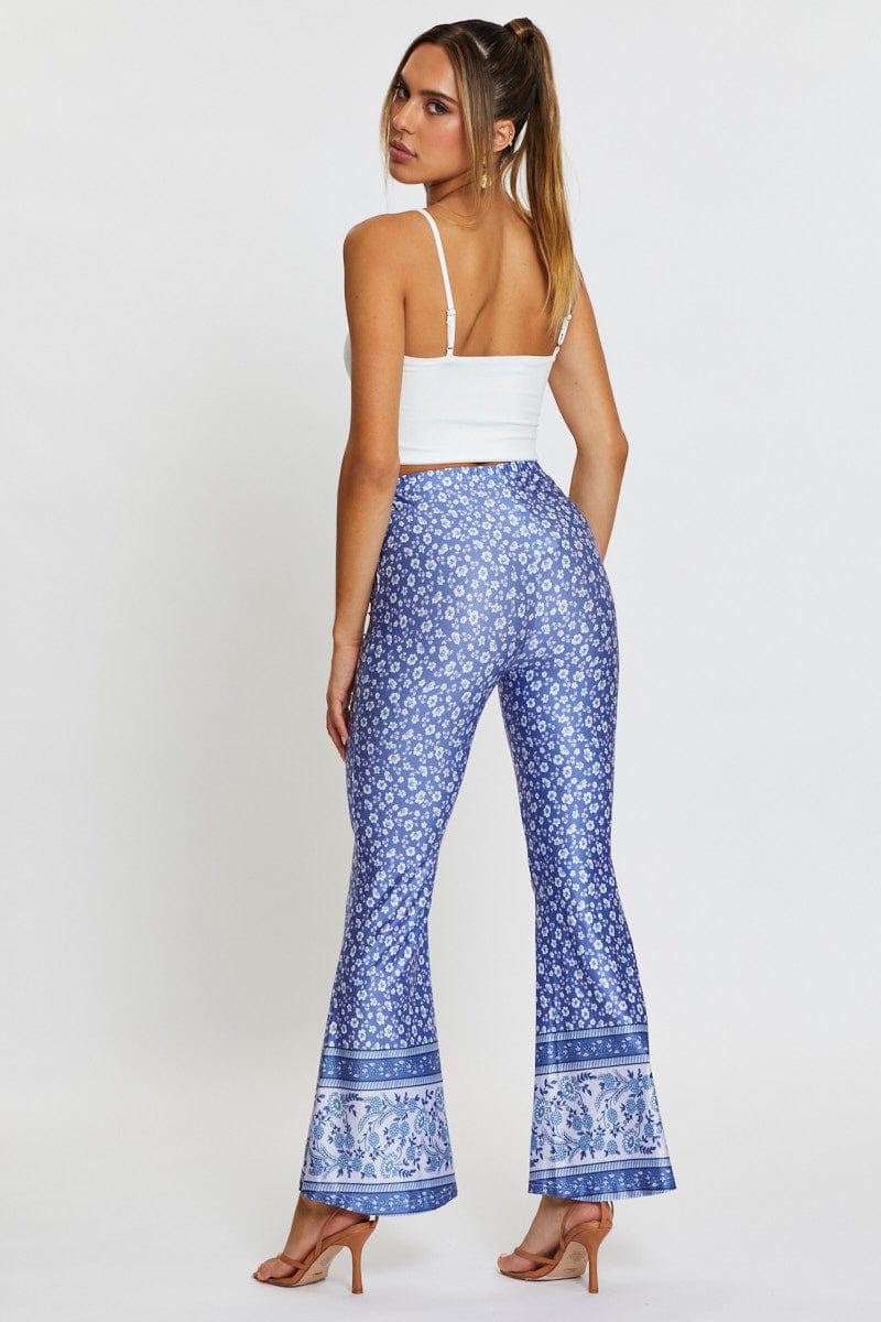 Boho Print Pants Flare Leg