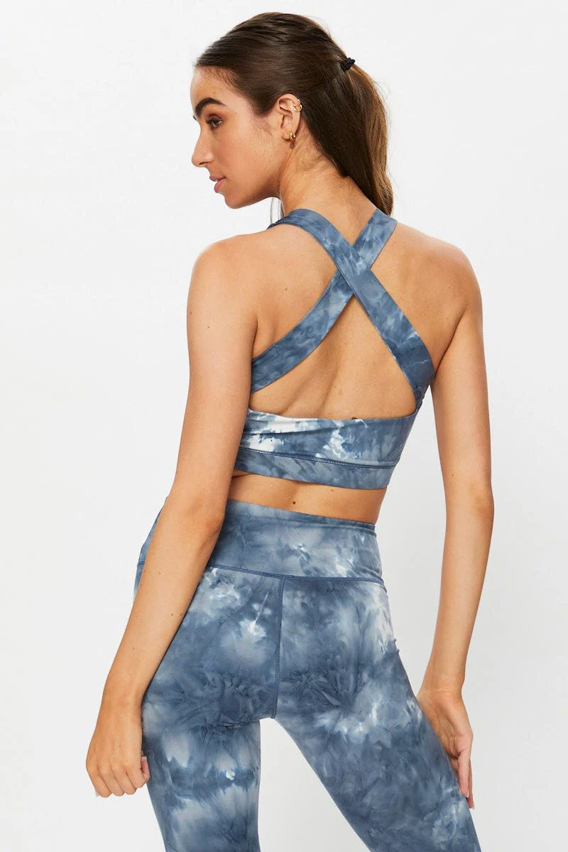 Multi Tie Dye Cross Back Sports Bra