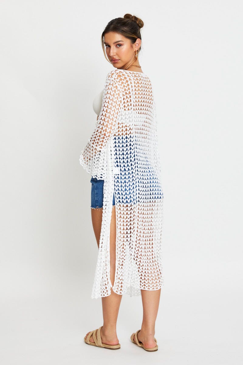 White Knit Cardigan Long Sleeve