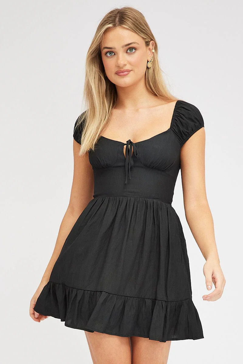 Black Fit And Flare Dress Mini