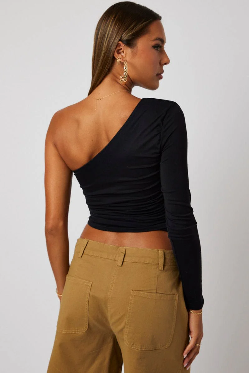Black Supersoft Top One Shoulder