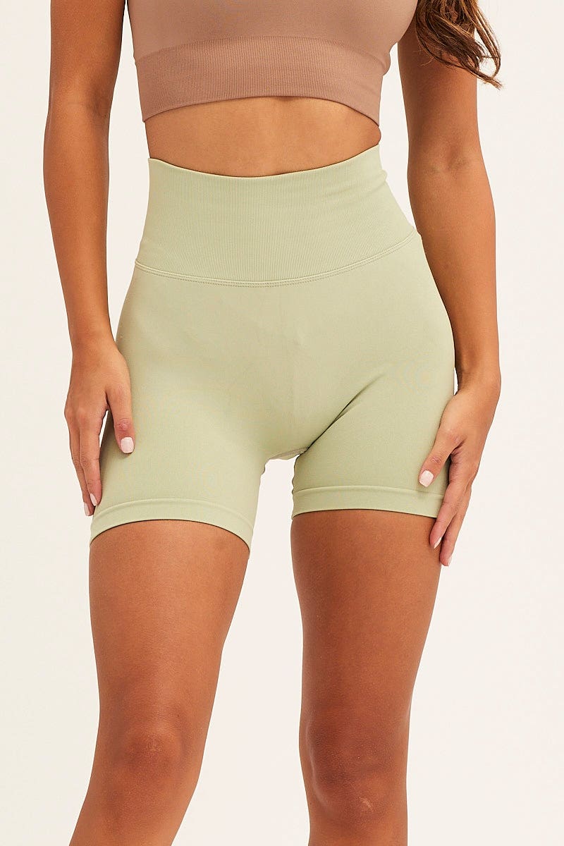 Green Seamless Bike Shorts
