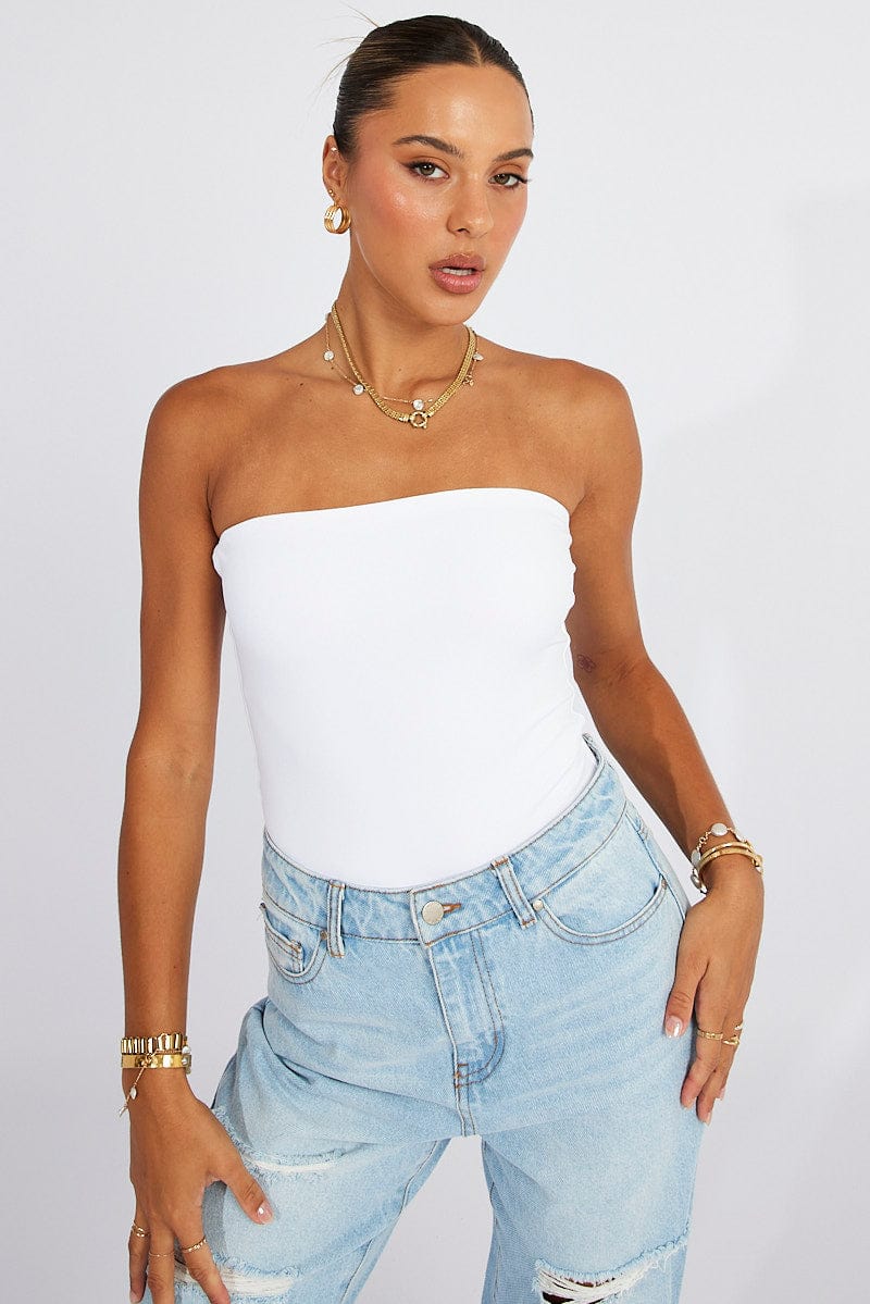 White Bodysuit Bandeau Supersoft