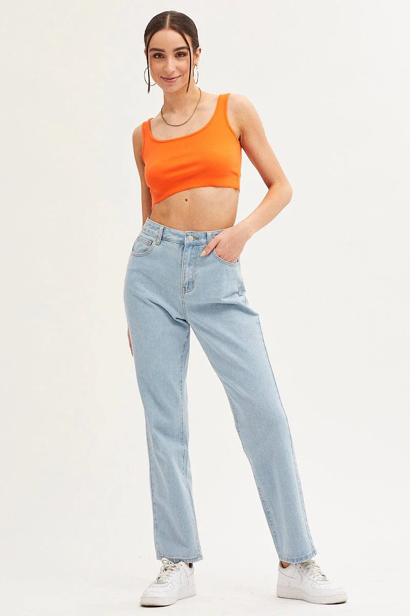 Orange Basic Jersey Top