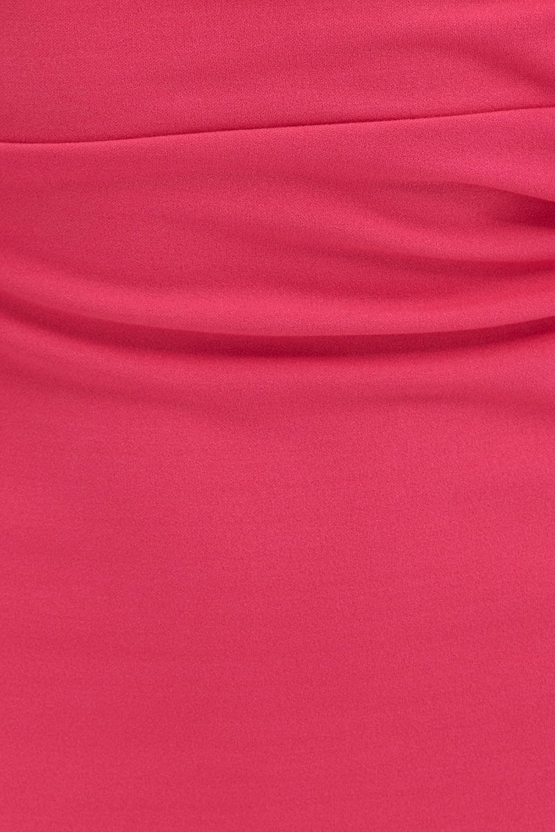 Magenta One Shoulder Dress Midi Bodycon