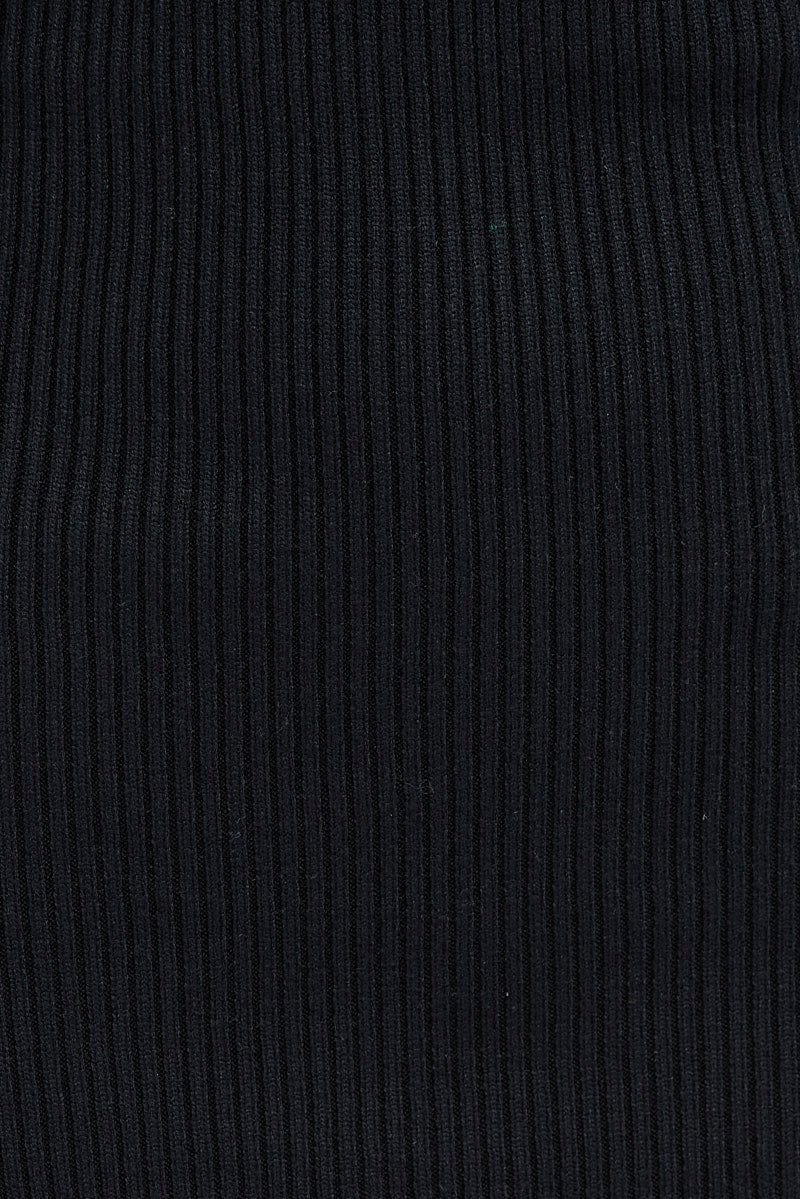 Black Midi Dress Long Sleeve Off Shoulder Bardot Knit