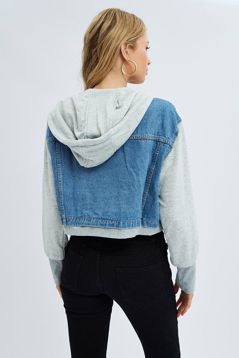 Blue Jacket Long Sleeve Hooded