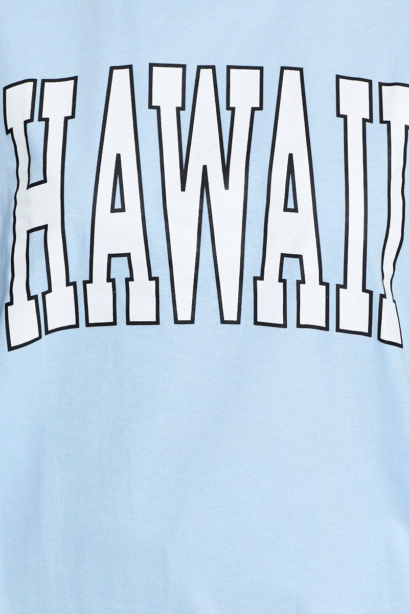 Blue Graphic T Shirt Short Sleeve