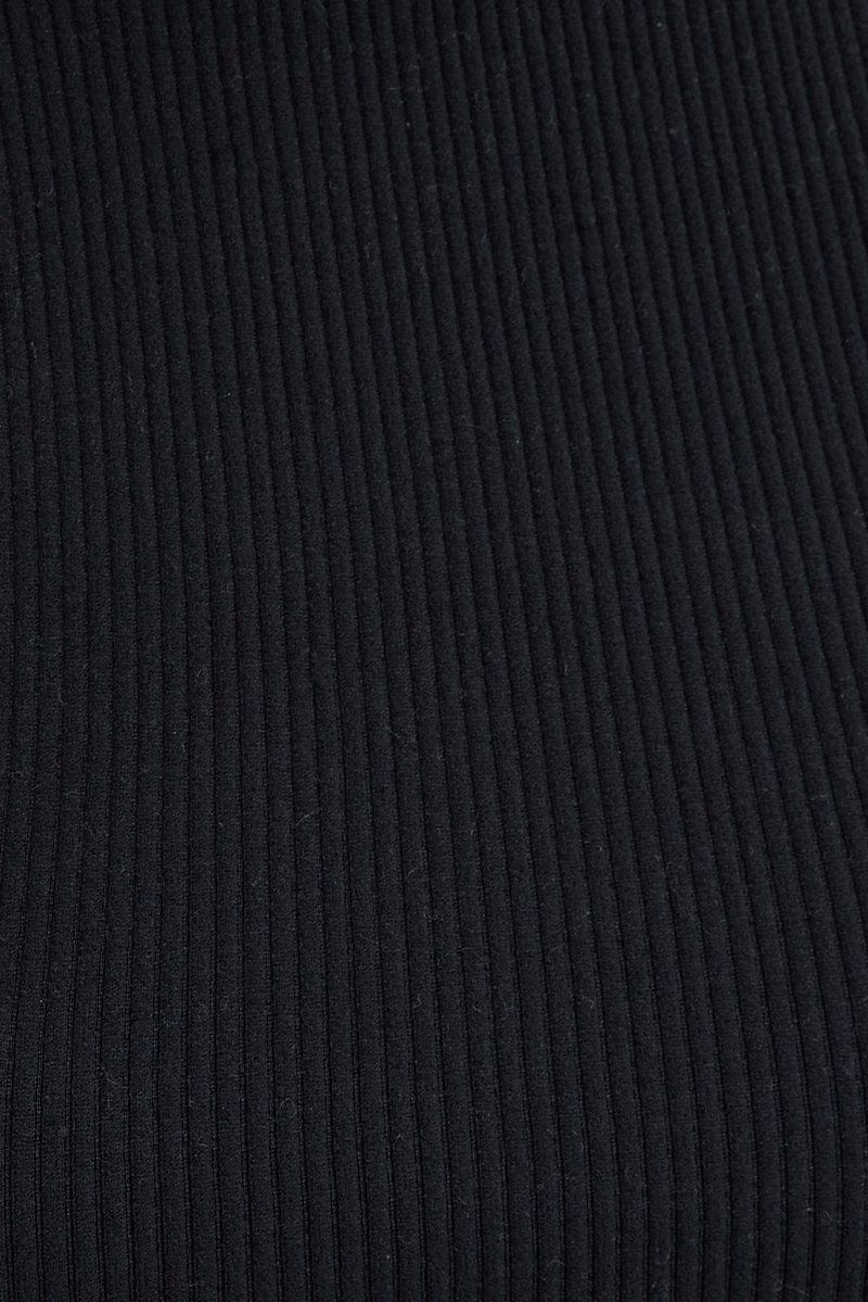 Black Top Long Sleeve Round Neck String Back Seamless