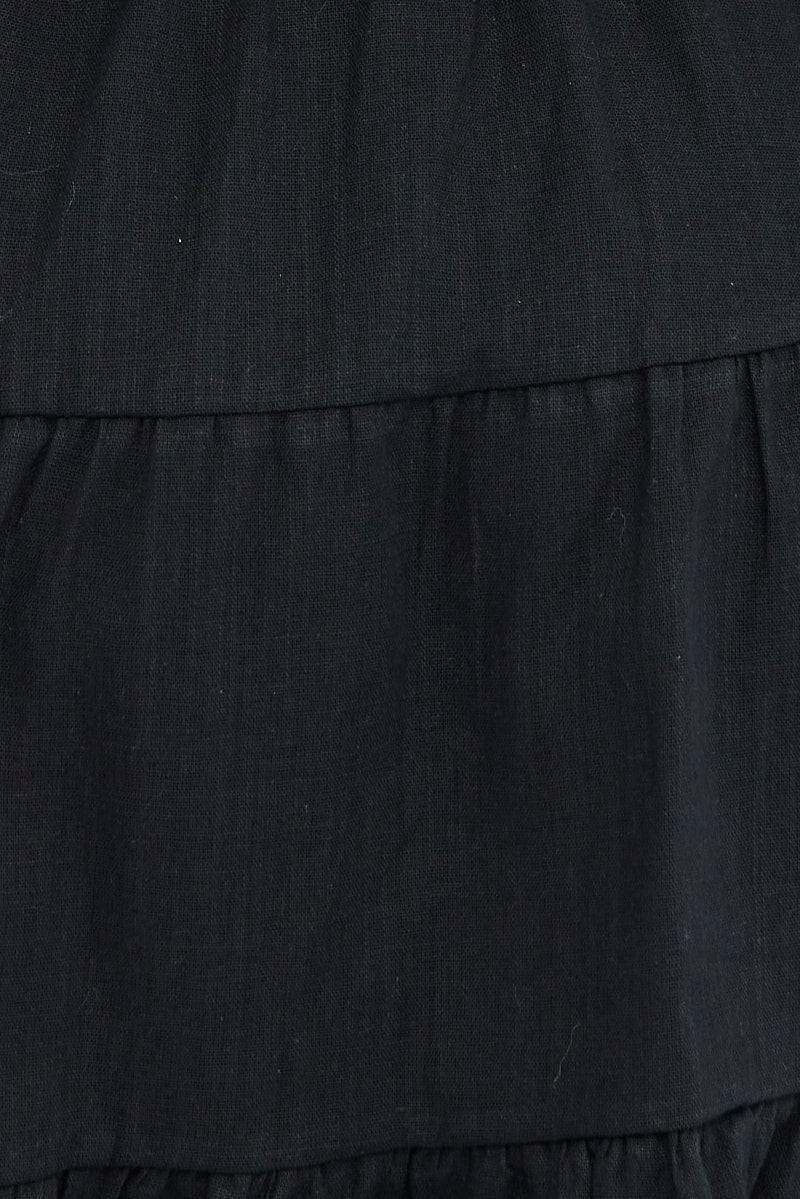 Black Shirt Dress Long Sleeve Tiered