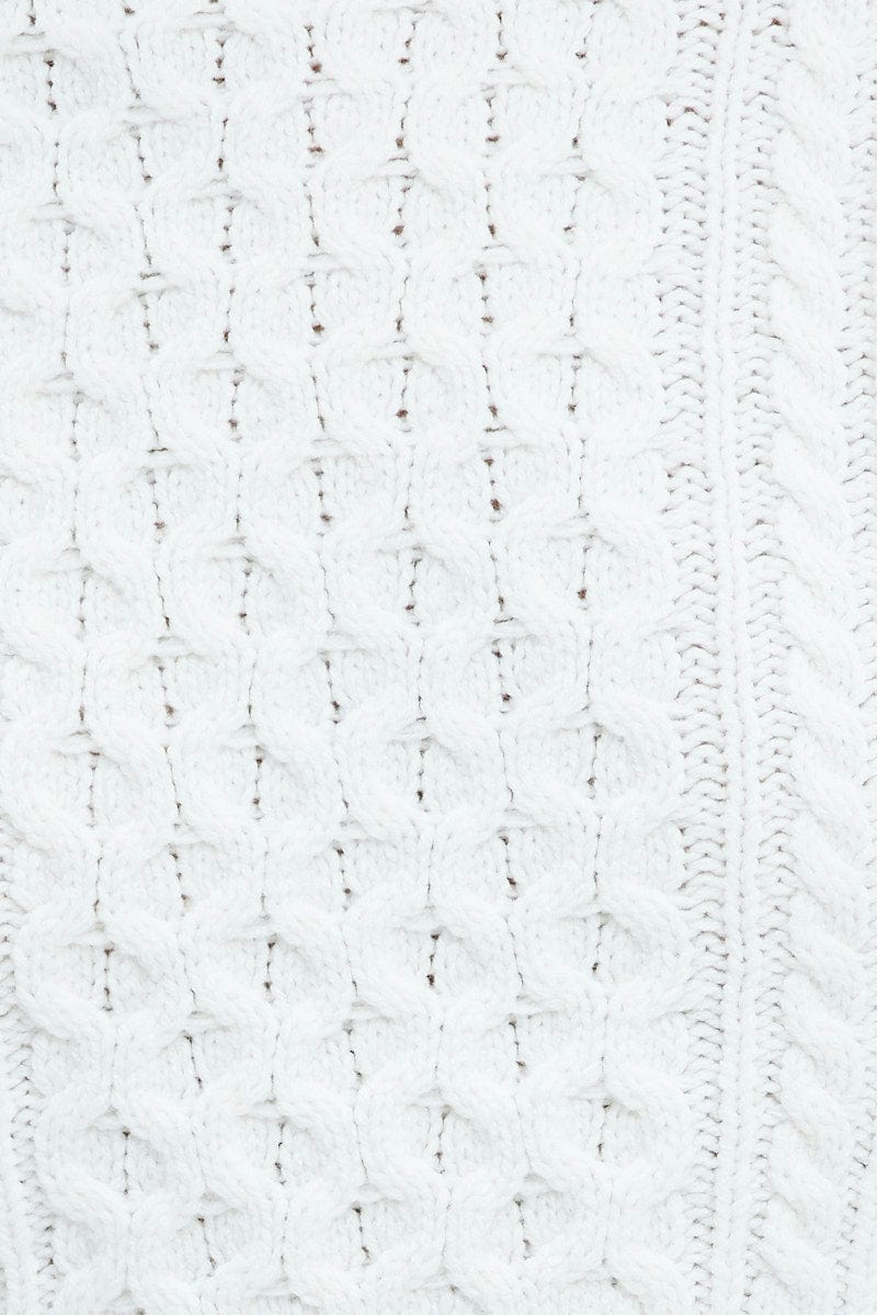 White Cable Knit Jumper Turtle Neck