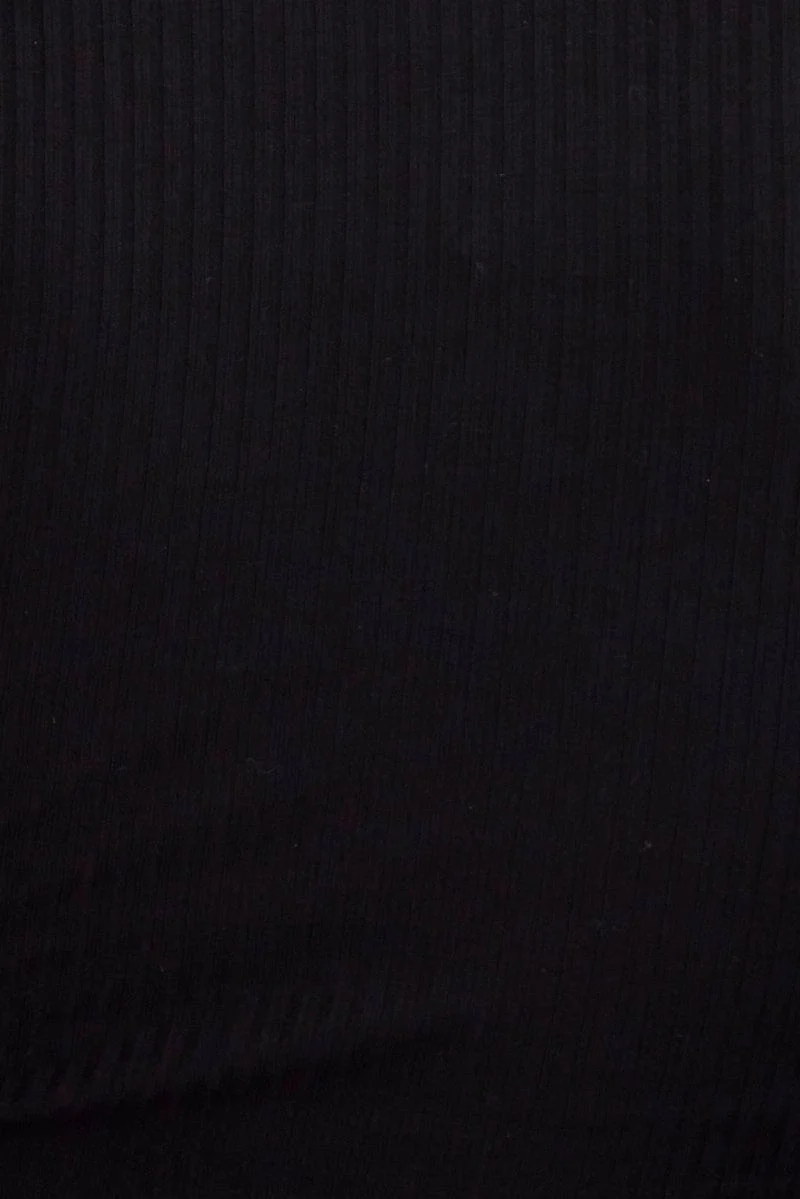 Black Bodysuit Long Sleeve Round Neck Cut Out Rib