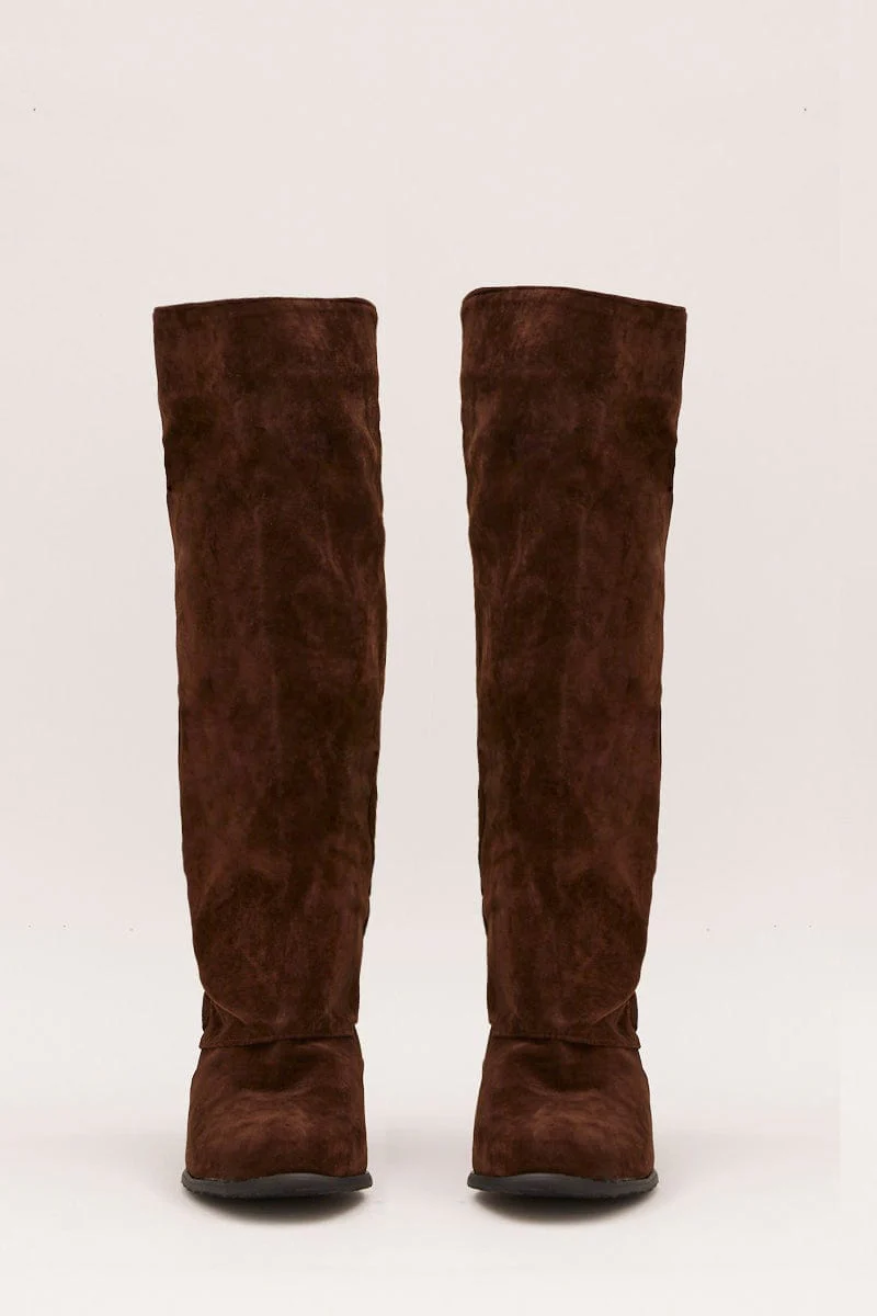 Brown Suedette Riding Boots