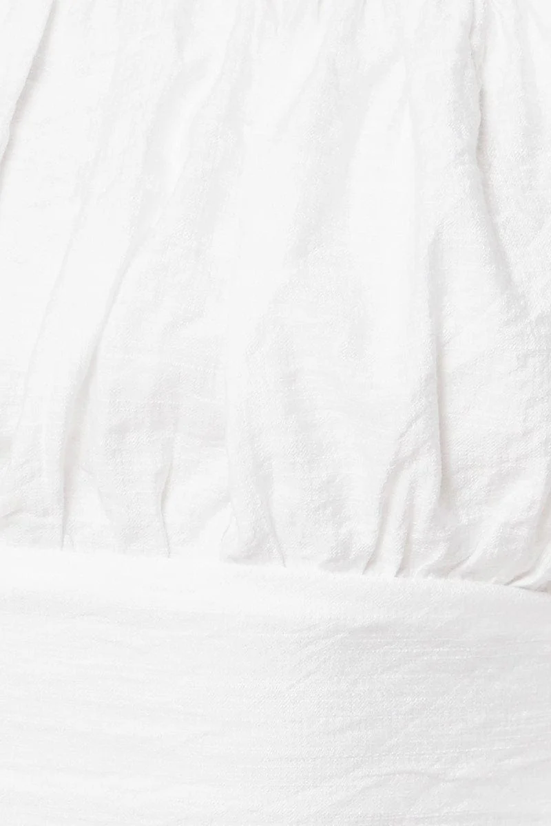 White Crop Top Short Sleeve Tie Up