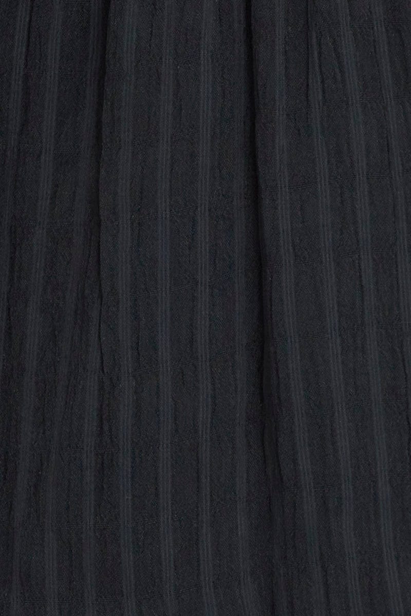 Black Fit And Flare Dress Puff Sleeve Mini