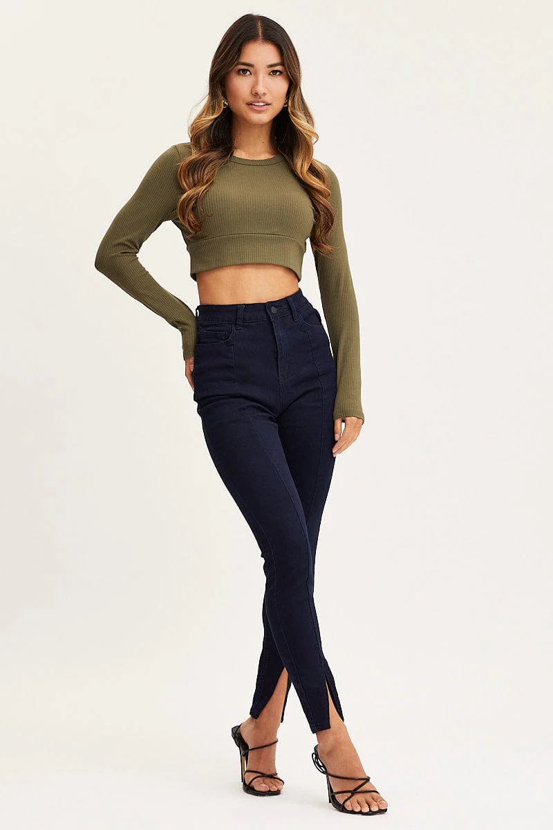 Blue Skinny Denim Jeans High Rise