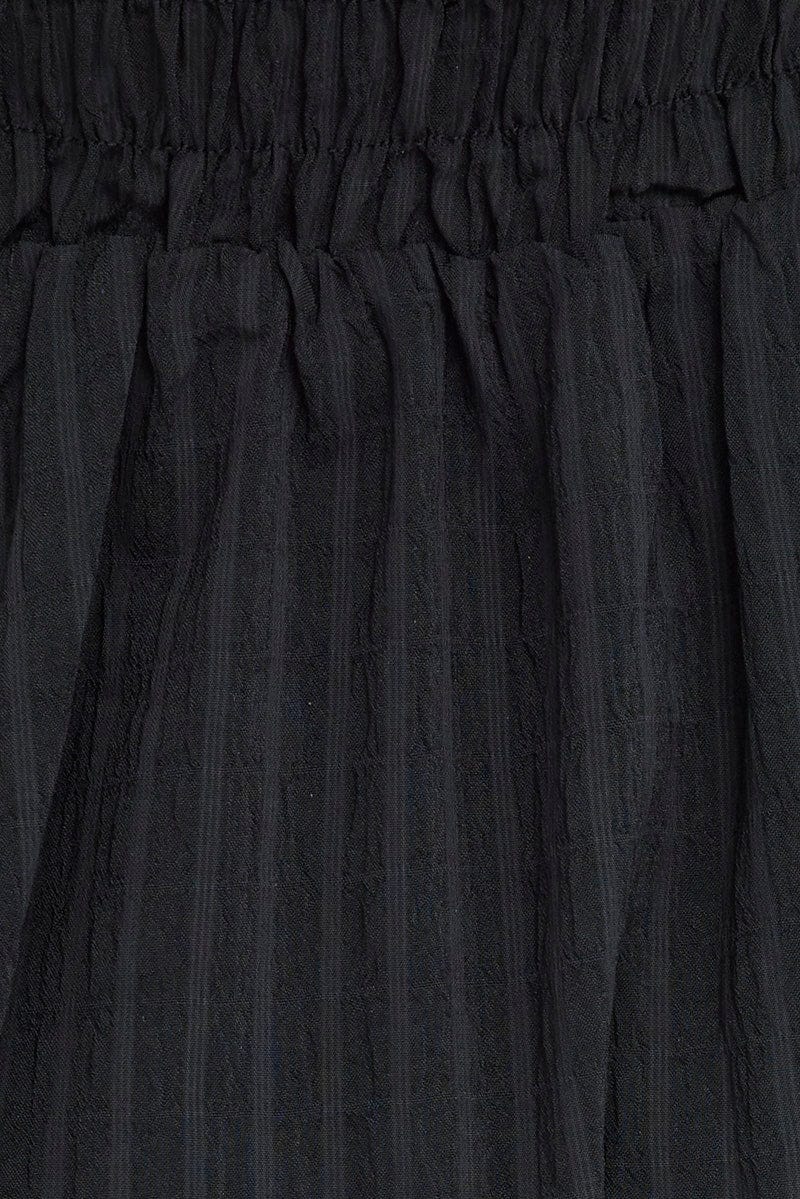 Black Fit and Flare Dress Sleeveless Waist Shirred