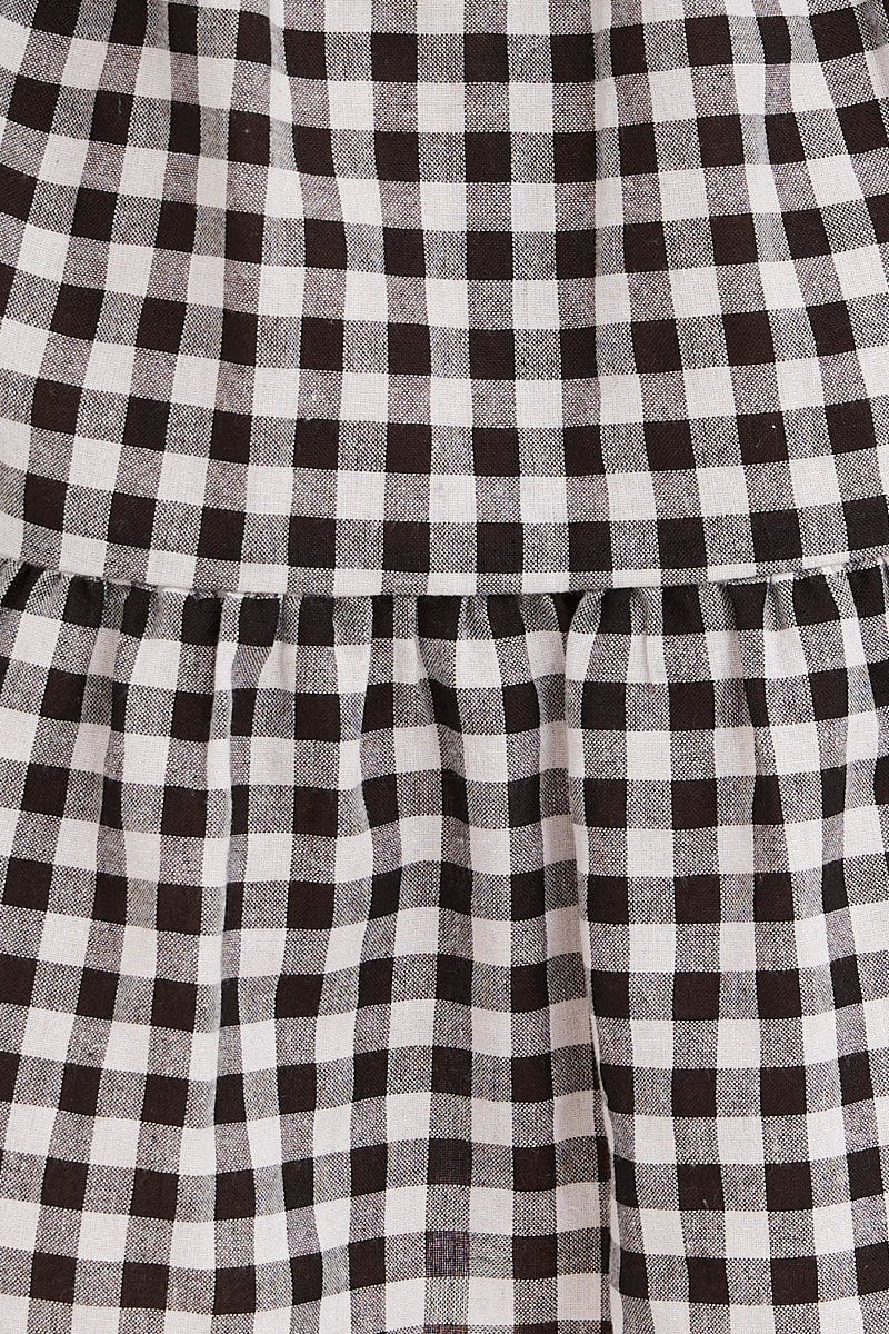 Check Skater Dress Long Sleeve Mini