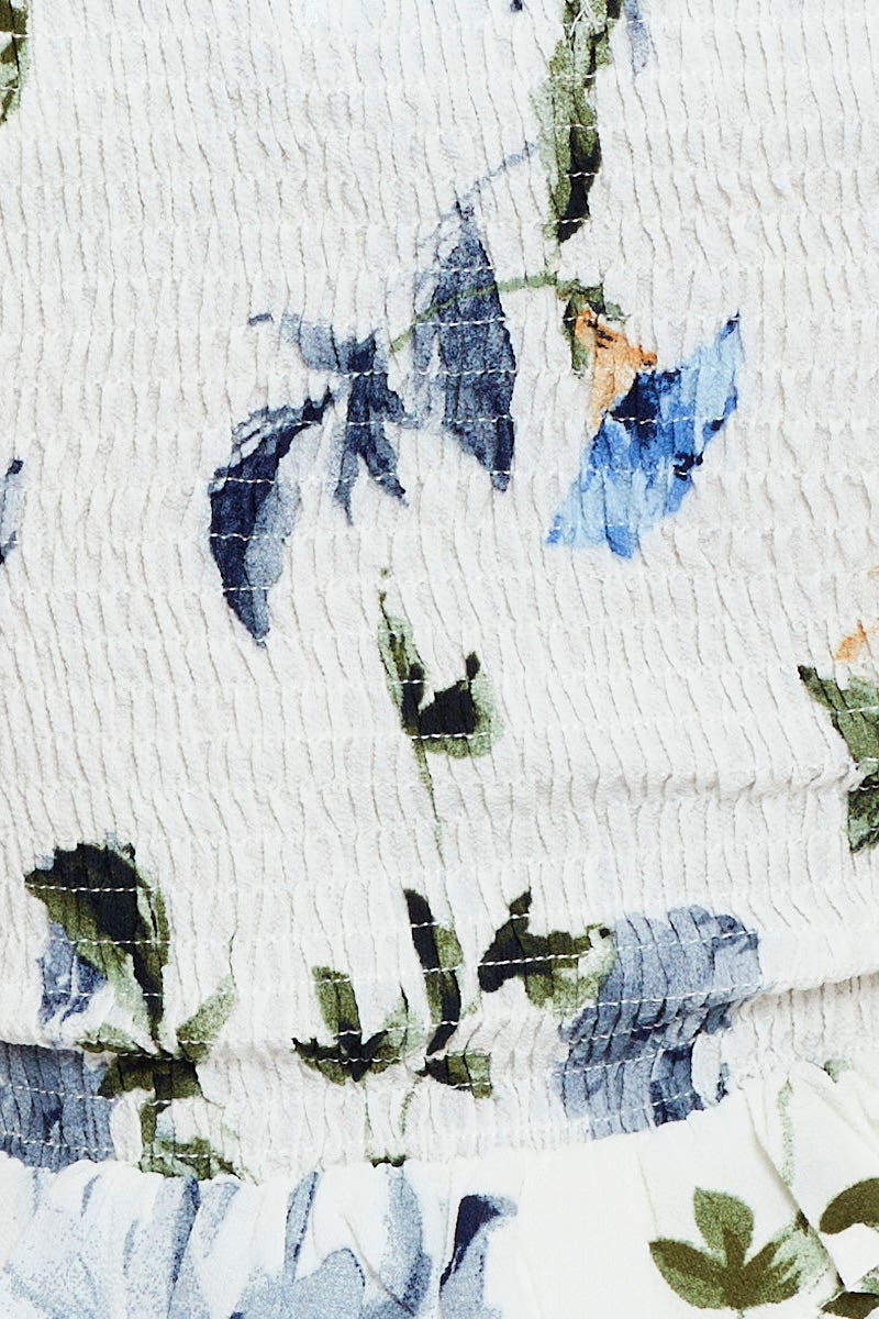 Print Crop Top Off Shoulder