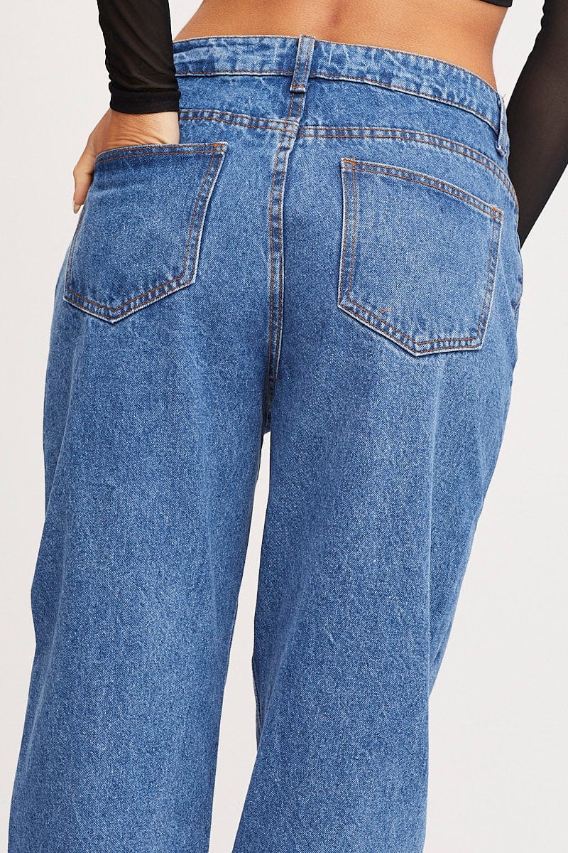 Blue High Rise Mom Jeans