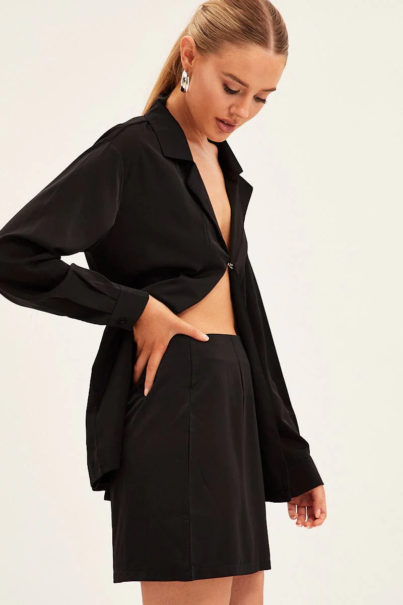 Black Mini Skirt Satin