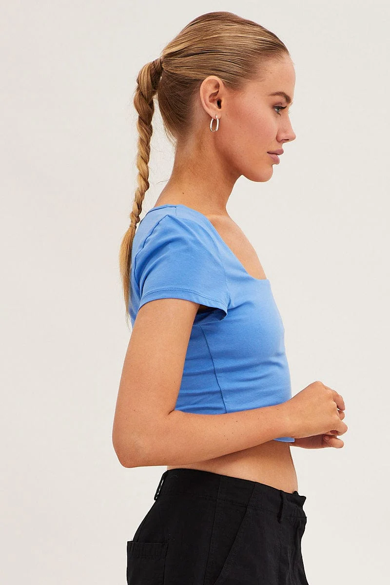 Ocean T Shirt Short Sleeve Crop Cotton