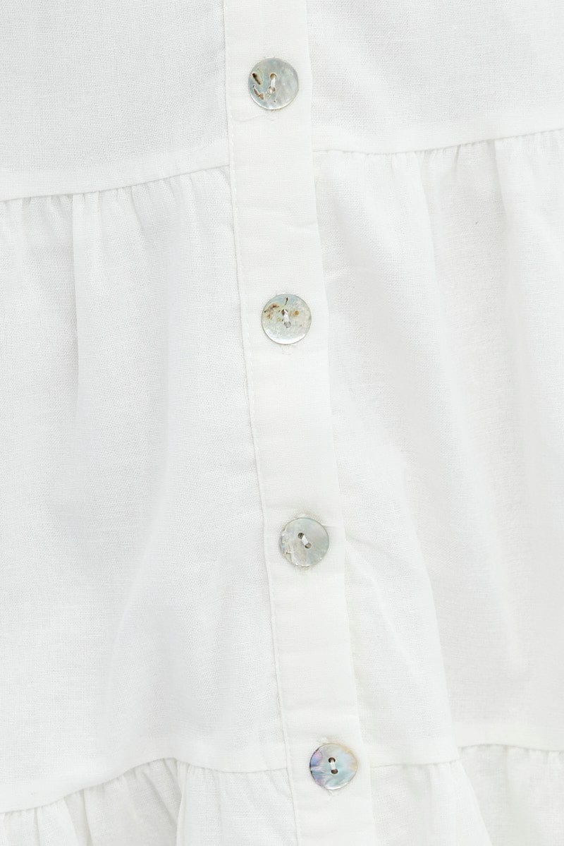 White Shirt Dress Short Sleeve Tiered