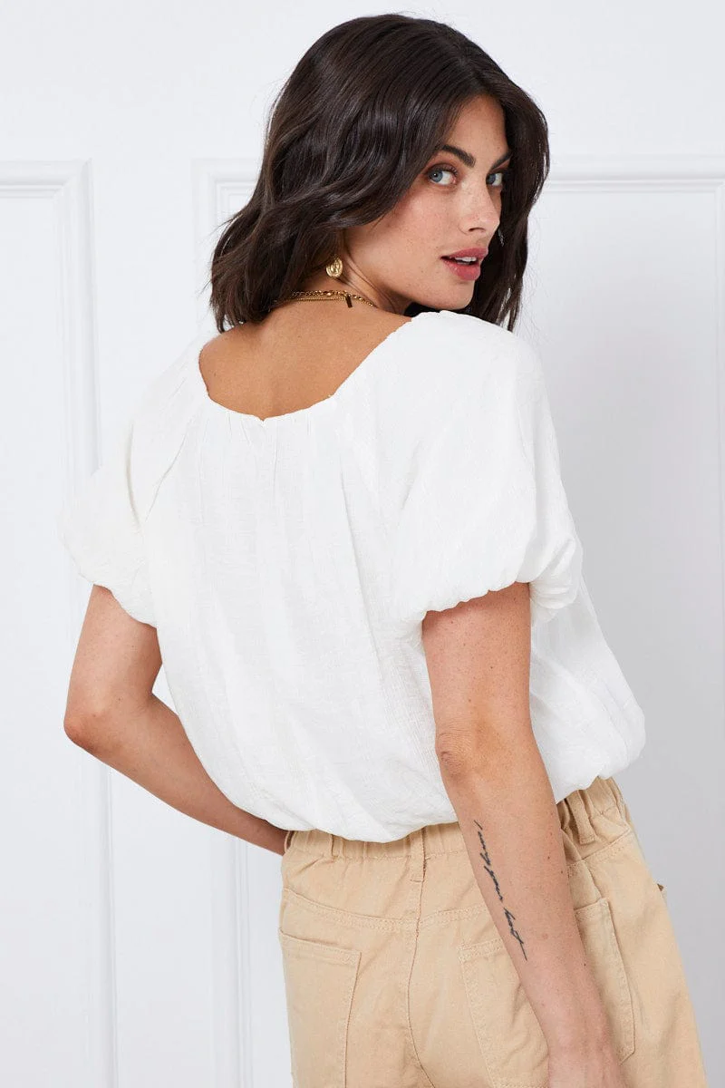 White Top Short Sleeve Round Neck Oversized