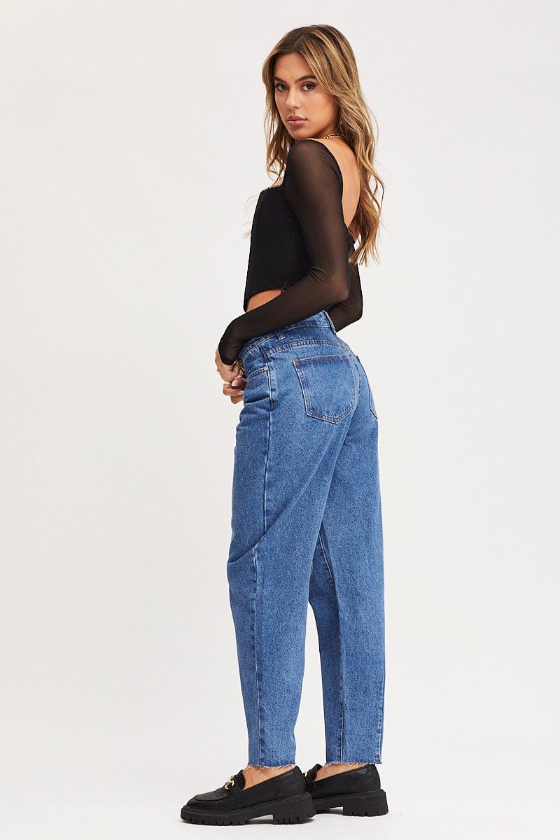 Blue High Rise Mom Jeans