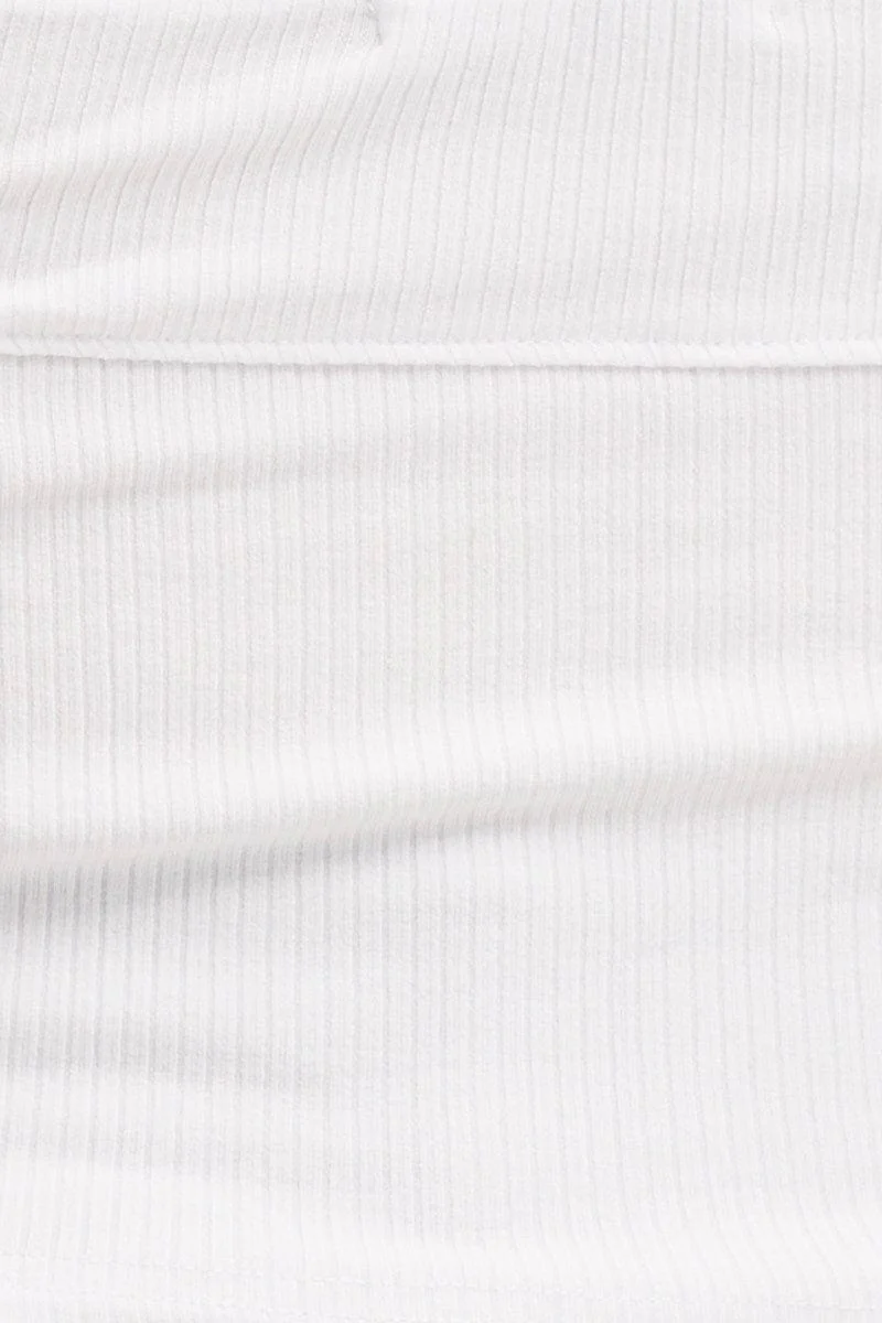 White Tube Top Bandeau Panel Detail Rib Strapless