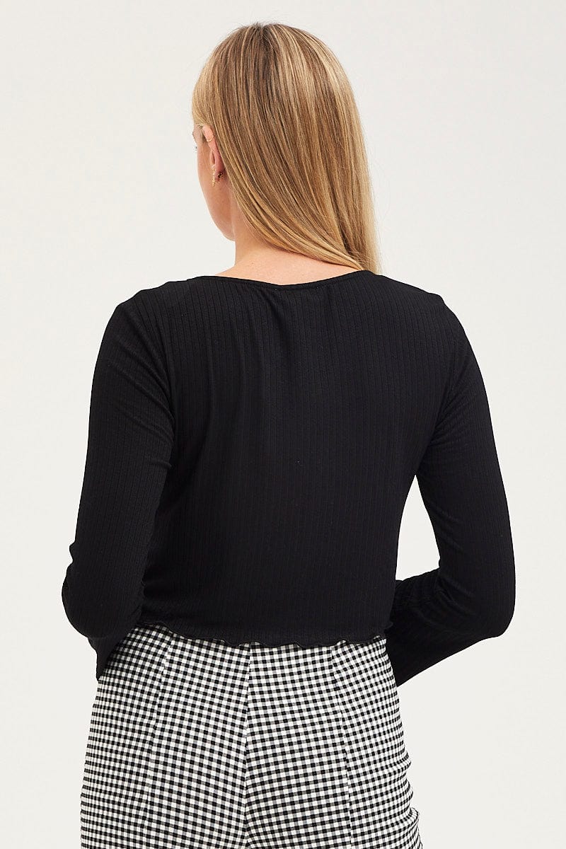 Black Ring Detail Top Long Sleeve