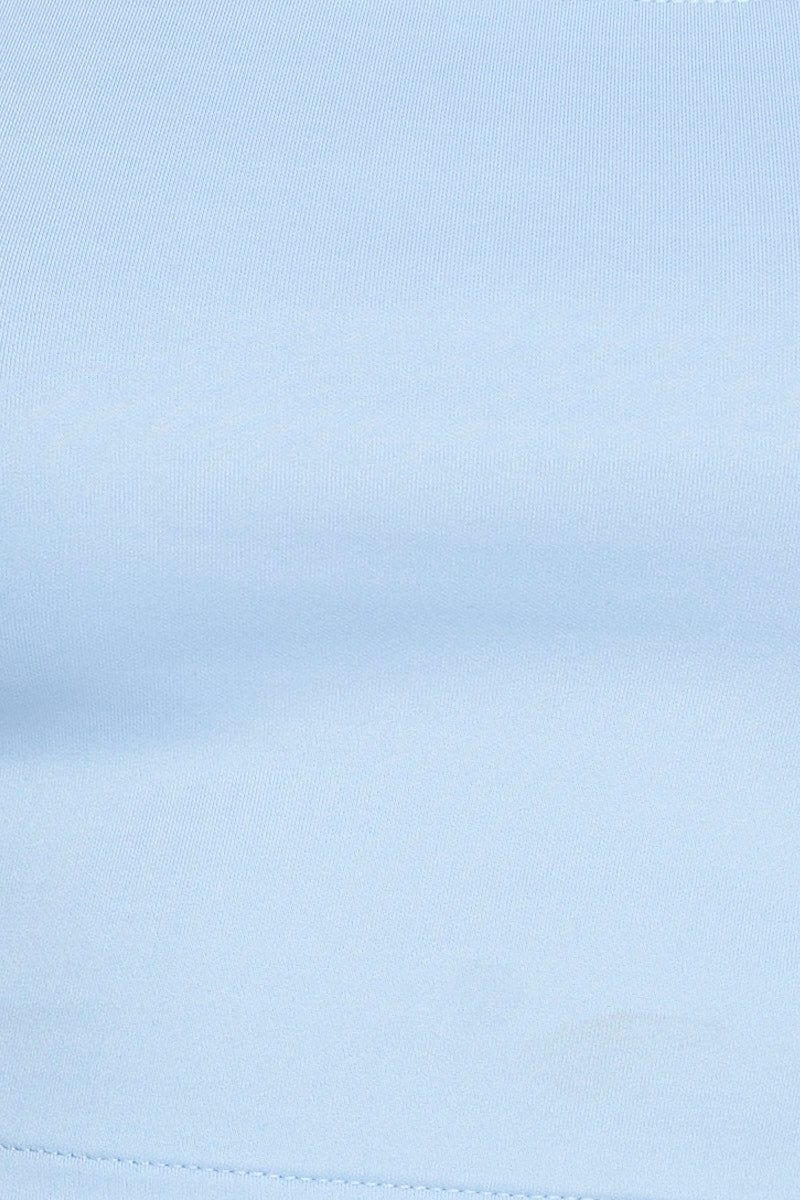 Blue Designer Organza Puff Shoulder Top