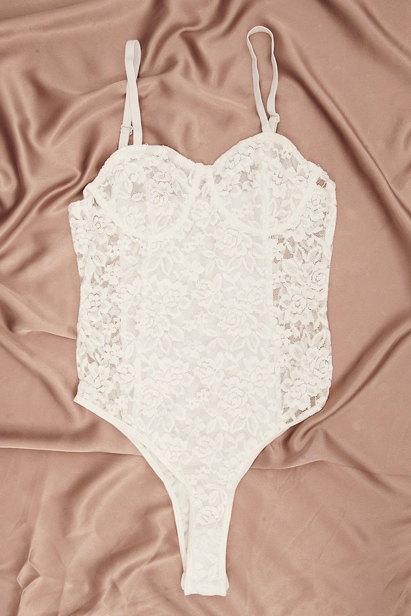 White Lace One Piece Teddy Bodysuit
