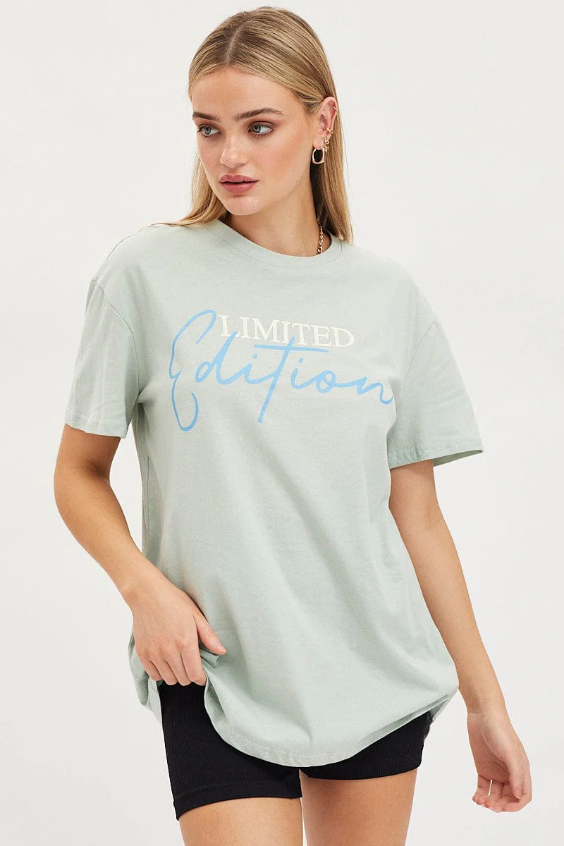 Green Graphic T Shirt Short Sleeve