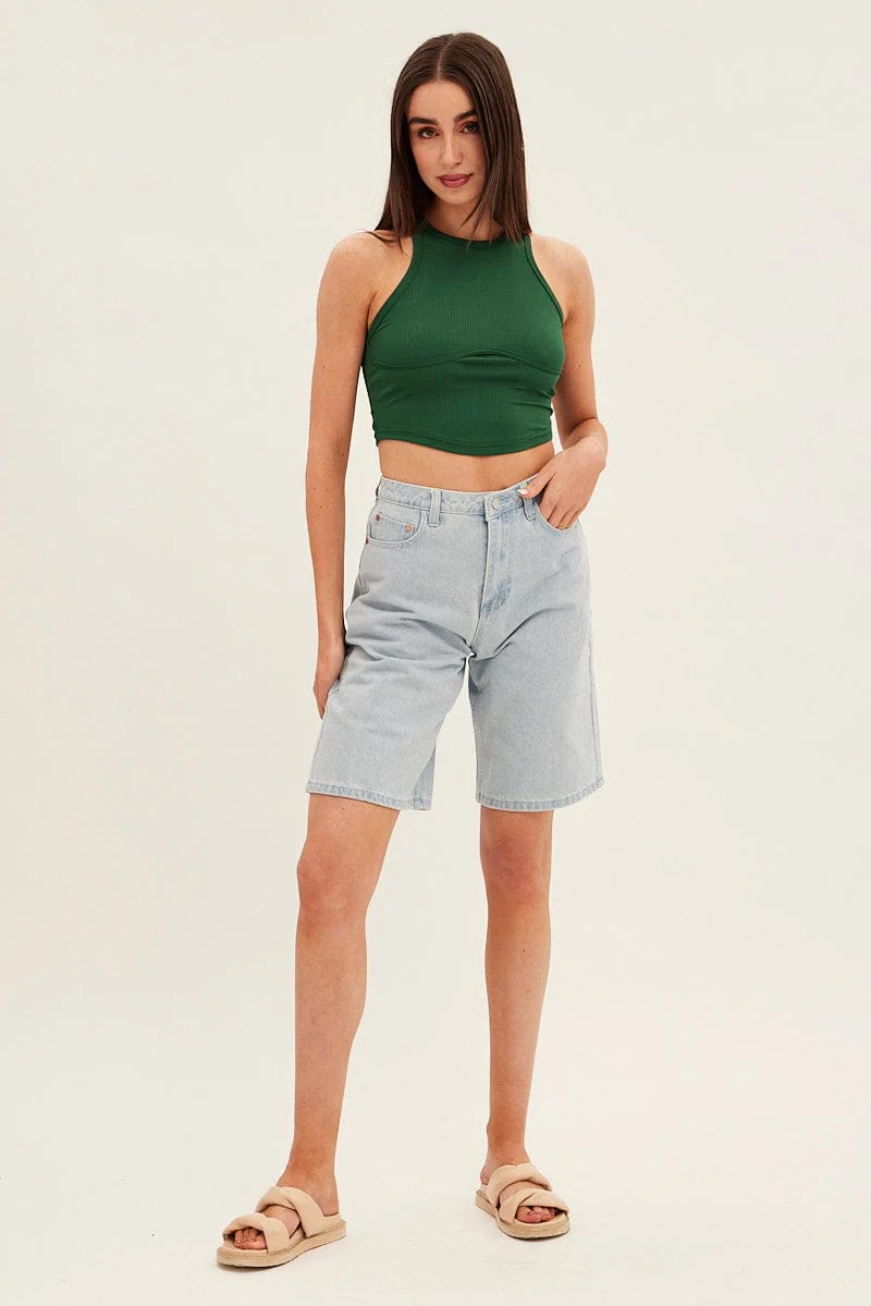 Green Basic Jersey Top