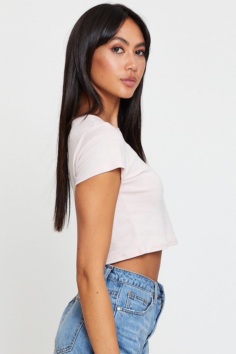 Pink T Shirt Short Sleeve Crew Neck