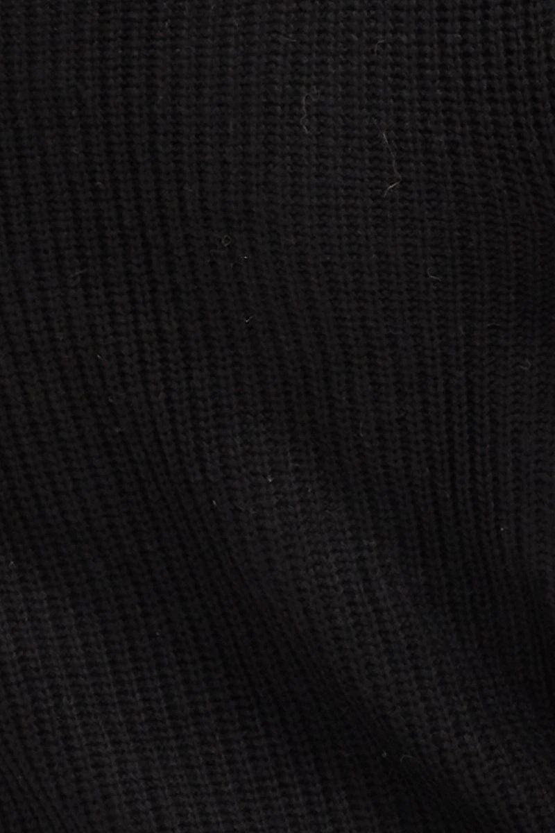 Black Dress Long Sleeve Mini V Neck Knit