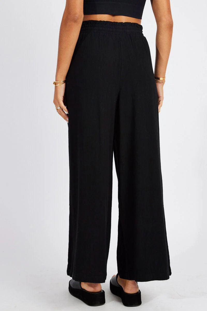 Black Wide Leg Pants High Rise