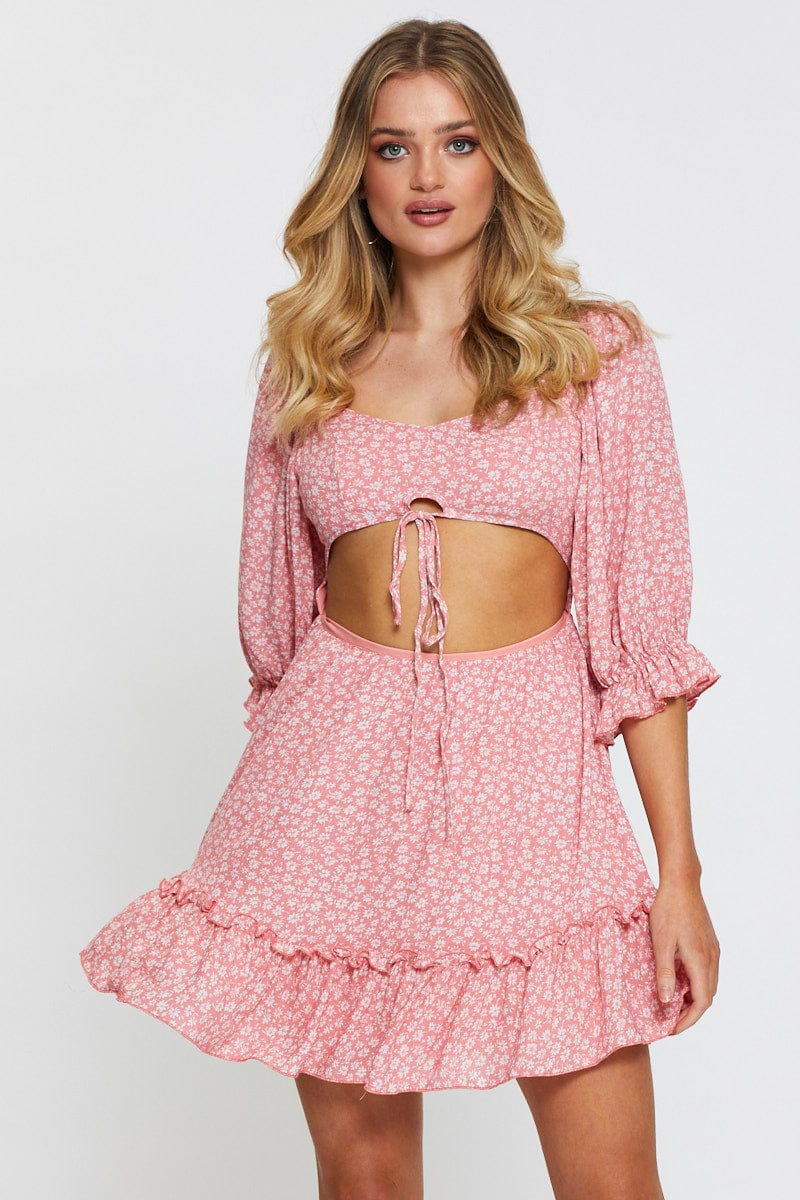 Print Mini Dress Long Sleeve