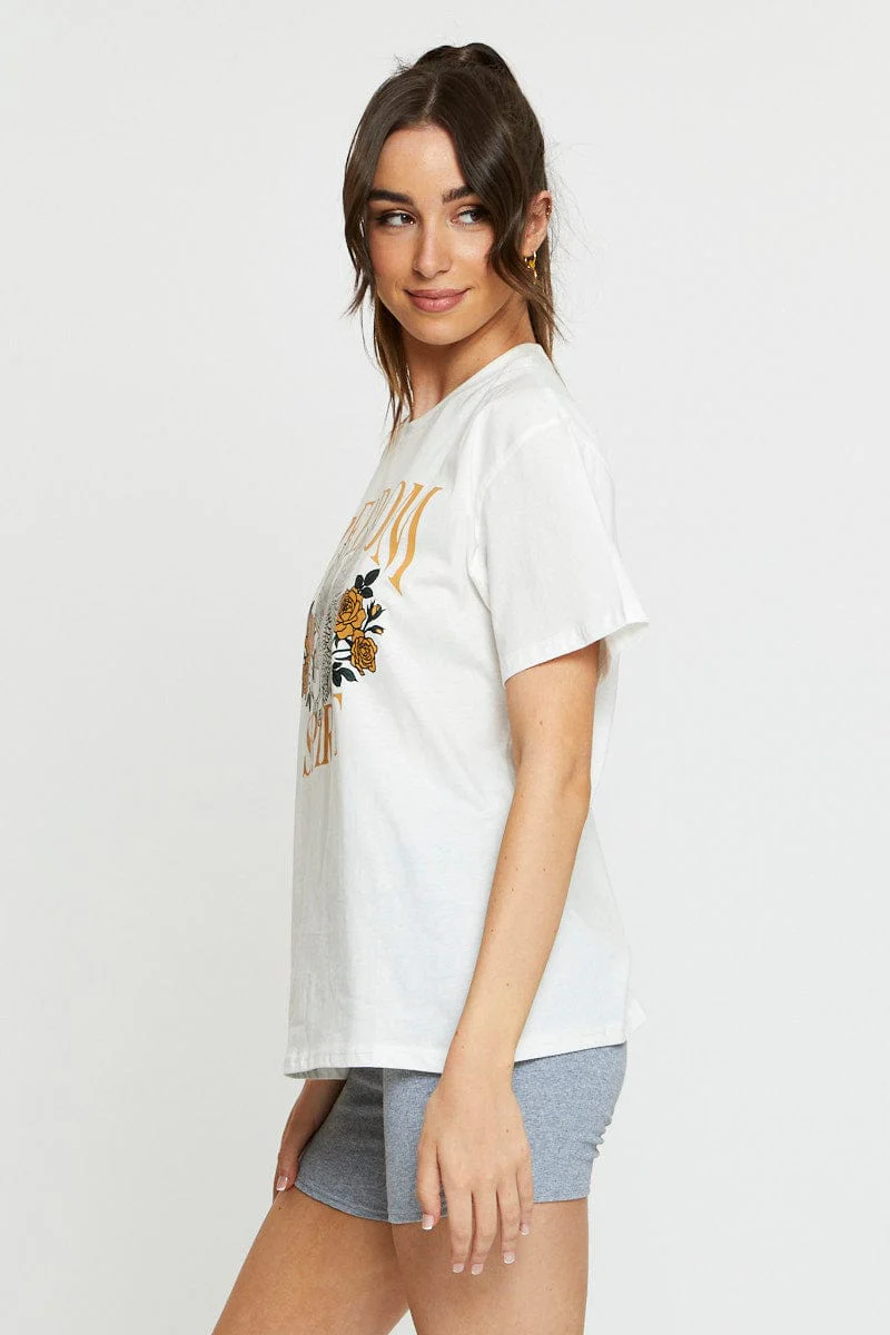 White Graphic T Shirt Short Sleeve