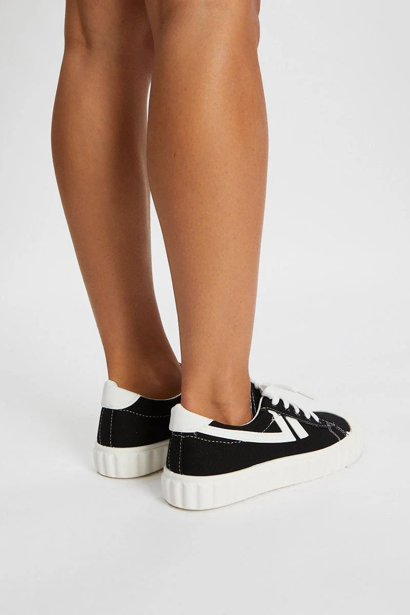 Black Contrast Line Detail Sneakers