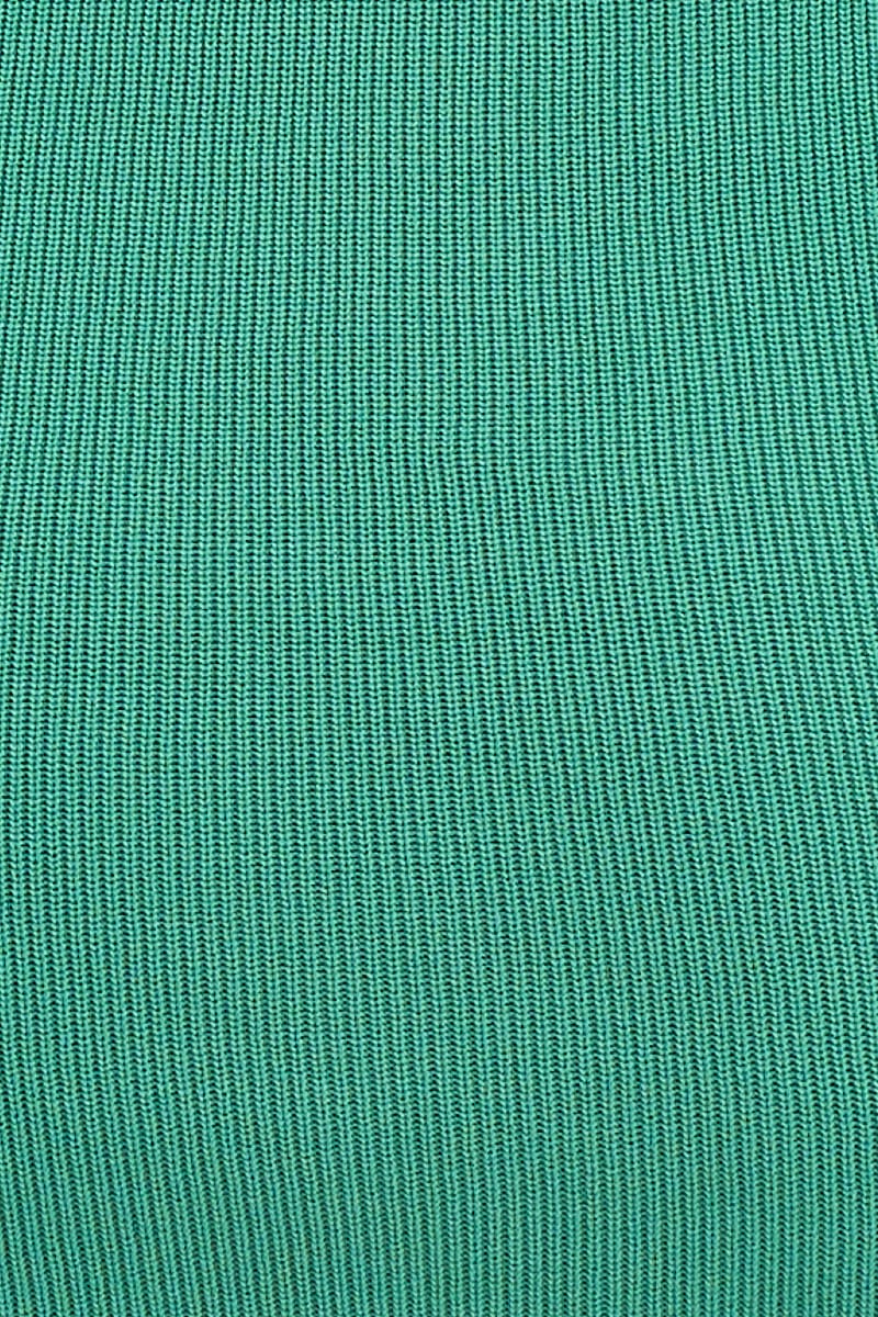 Green Knit Dress Mini Round Neck