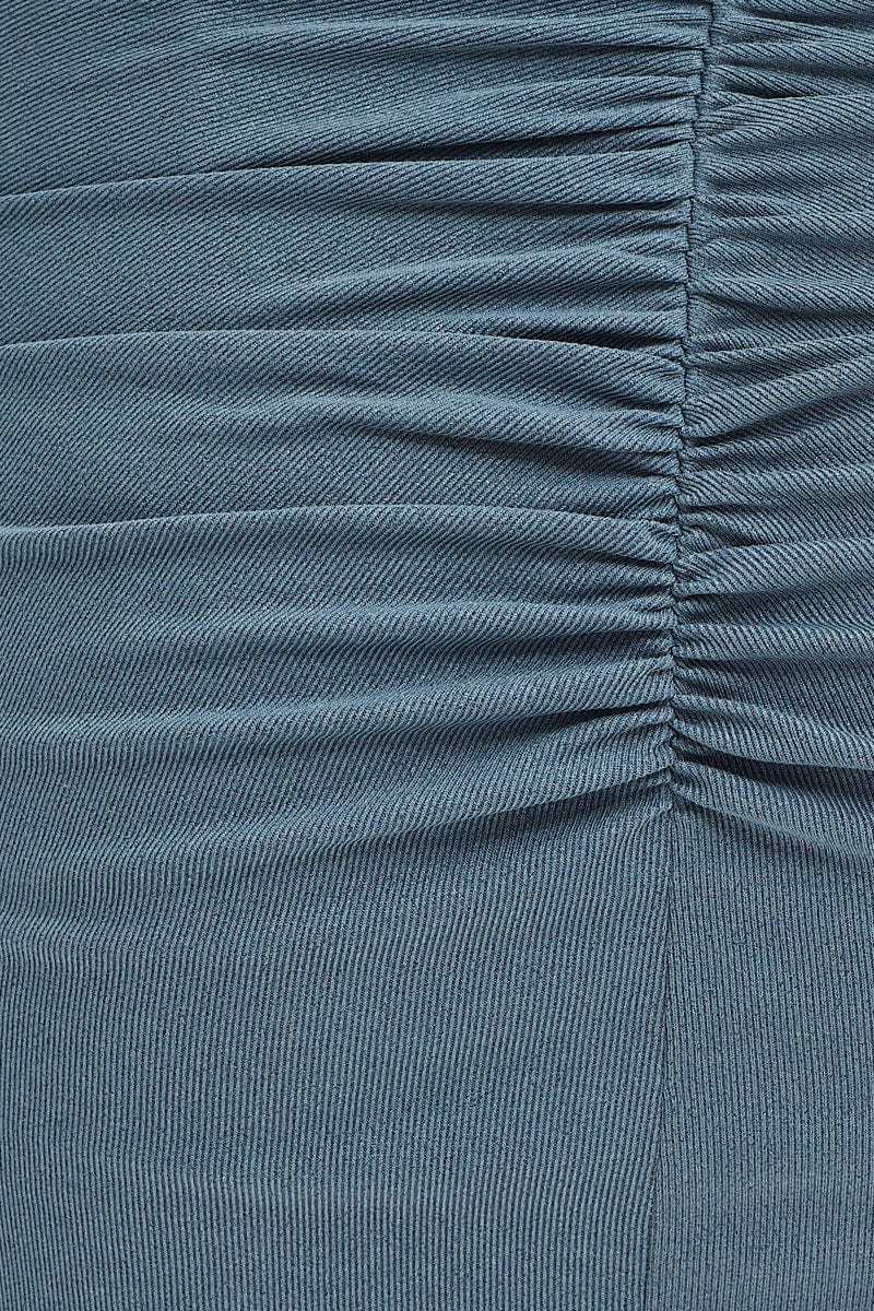 Blue Maxi Skirt High Rise Pencil