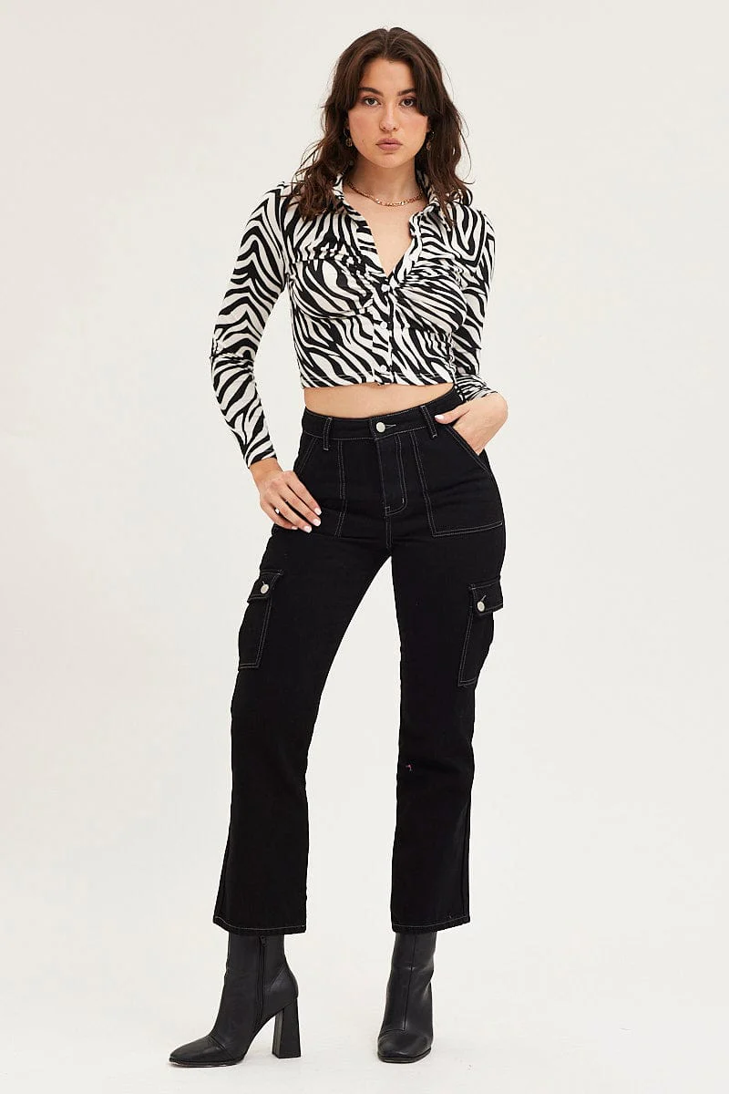 Black Carpenter Denim Jeans High Rise