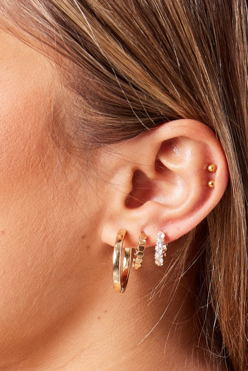 Gold 3 Pack Hoop Earrings
